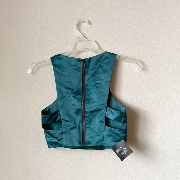 Nasty Gal / Teal Night Fever Satin Top NWT XXS - Picture 7 of 9